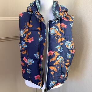 Sundance Tundra Bloom Reversible Floral Hooded Puffer Vest XS